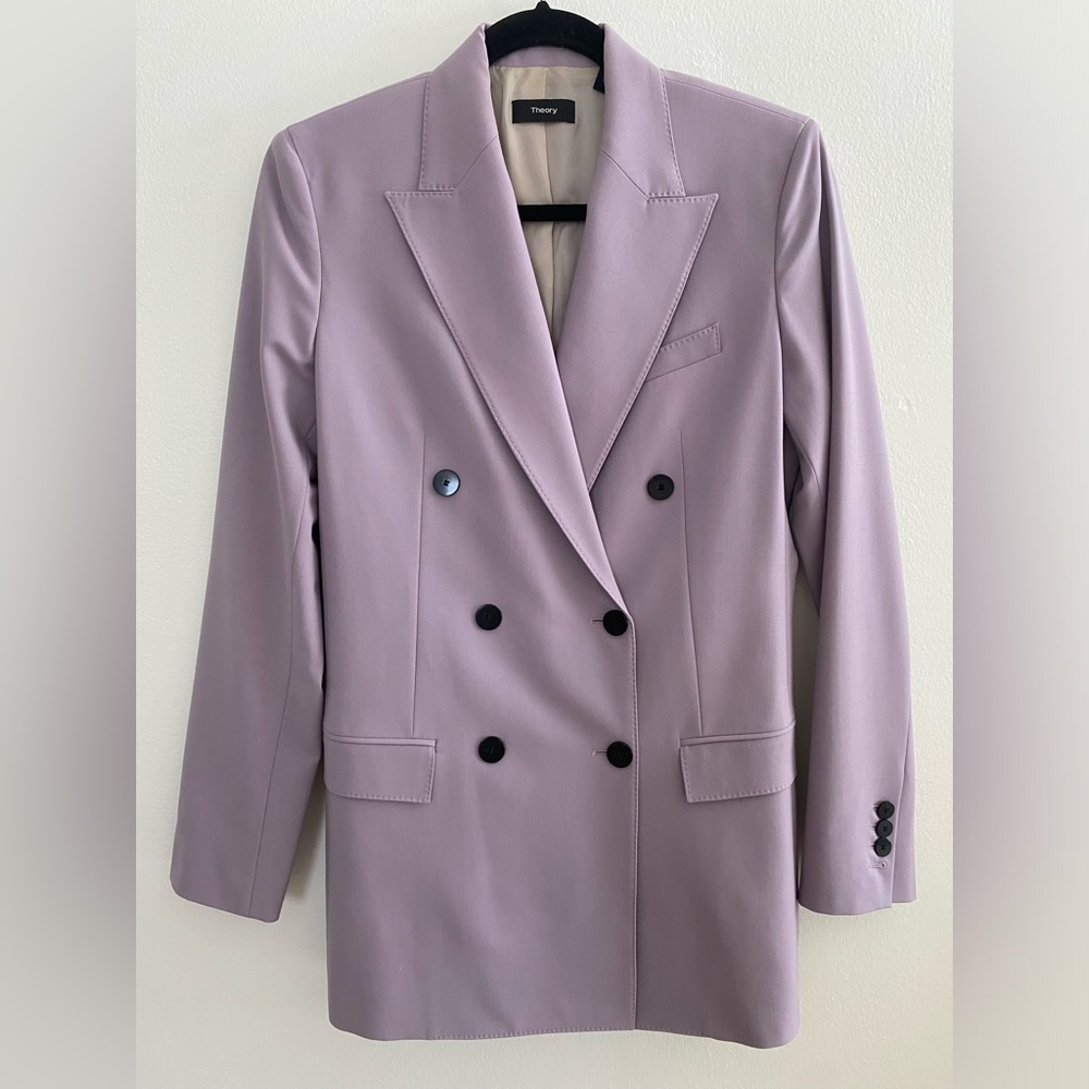 Theory Light Purple Double Breasted Tailor Jacket Size 6